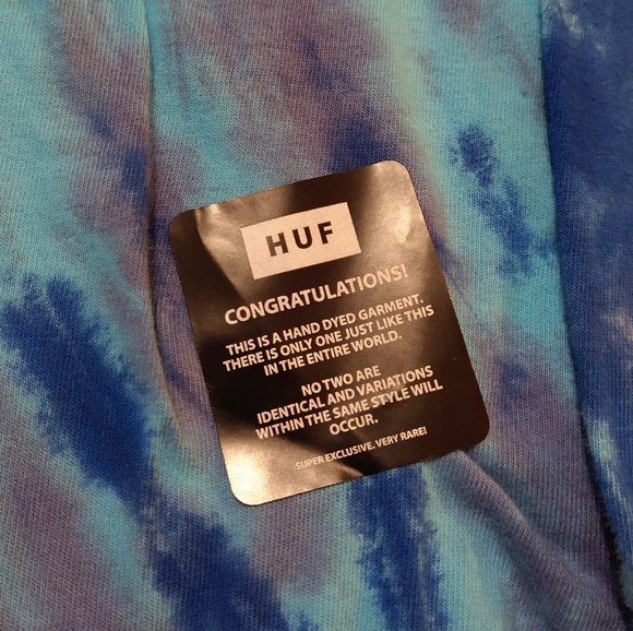 HUF World Wide Men's Blue Long Sleeve Tie-dye Shirt - Picture 4 of 5